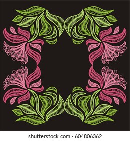 Beautiful floral frame. Vector illustration.