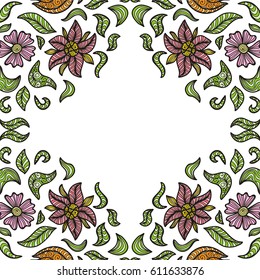 Beautiful floral frame. Vector illustration.