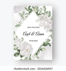 beautiful floral frame for wedding with gardenia white flower