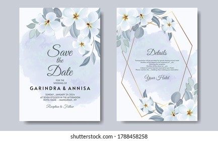 Beautiful floral frame wedding invitation card template Premium Vector