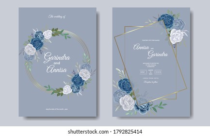 Beautiful Floral Frame Wedding Invitation Card Template Premium Vector	