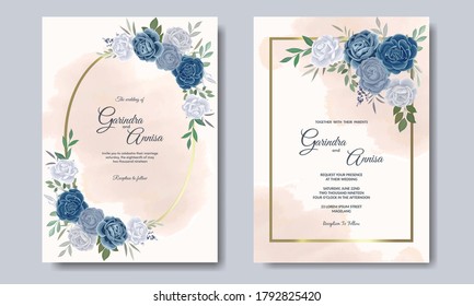 Beautiful floral frame wedding invitation card template Premium Vector	