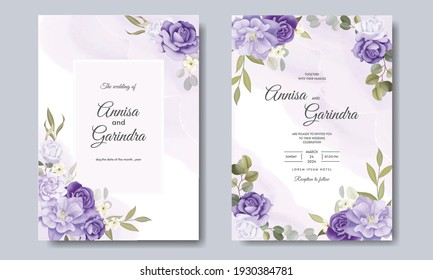  Beautiful floral frame wedding invitation card template Premium Vector