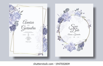 Beautiful floral frame wedding invitation card templates, Premium Vector