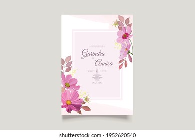  Beautiful floral frame wedding invitation card template Premium Vector