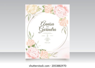 Beautiful floral frame wedding invitation card template Premium Vector