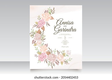 Beautiful floral frame wedding invitation card template Premium Vector