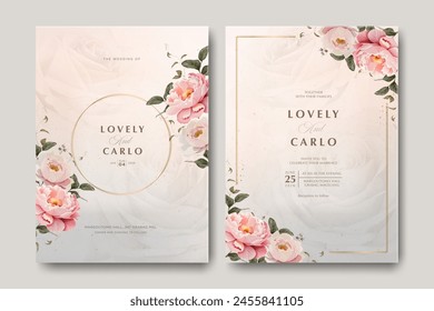 beautiful floral frame wedding invitation card template