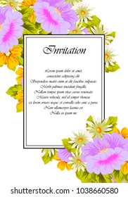 Beautiful floral frame for your designs, greeting cards, invitations for wedding, birthday, party, Valentine's day. Vector illustration