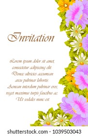 Beautiful floral frame for your designs, greeting cards, invitations for wedding, birthday, party, Valentine's day. Vector illustration