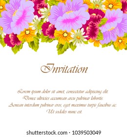 Beautiful floral frame for your designs, greeting cards, invitations for wedding, birthday, party, Valentine's day. Vector illustration