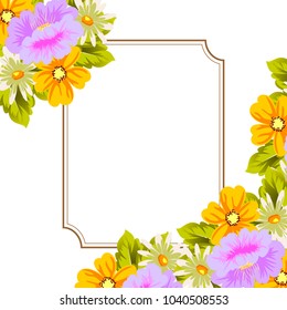 Beautiful floral frame for your designs, greeting cards, invitations for wedding, birthday, party, Valentine's day. Vector illustration