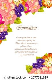 Beautiful floral frame. For your printed products design. Postcards, greeting cards and invitations for birthday, wedding, Valentine's day, party. Vector illustration.