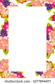 Beautiful floral frame. For your printed products design. Postcards, greeting cards and invitations for birthday, wedding, Valentine's day, party. Vector illustration.