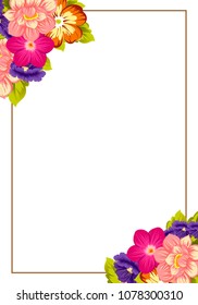 Beautiful floral frame. For your printed products design. Postcards, greeting cards and invitations for birthday, wedding, Valentine's day, party. Vector illustration.