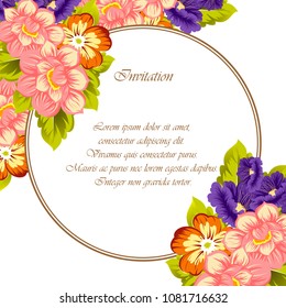 Beautiful floral frame. For your printed products design. Postcards, greeting cards and invitations for birthday, wedding, Valentine's day, party. Vector illustration.