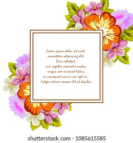 beautiful floral frame. For your printed products design. Congratulations and invitations to the wedding, birthday, Valentine's day, party and much more. Vector illustration.