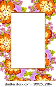 beautiful floral frame. For your printed products design. Congratulations and invitations to the wedding, birthday, Valentine's day, party and much more. Vector illustration.