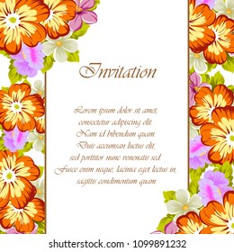beautiful floral frame. For your printed products design. Congratulations and invitations to the wedding, birthday, Valentine's day, party and much more. Vector illustration.