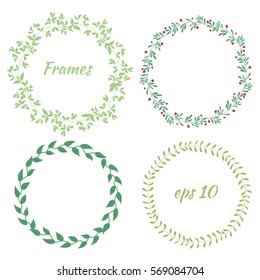Beautiful floral frames for natural design. Round templates