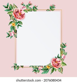 Beautiful floral golden rectangle frame design vector
