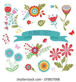 Beautiful floral graphic elemnts collection