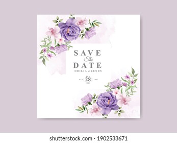 beautiful floral hand drawn wedding invitation card template