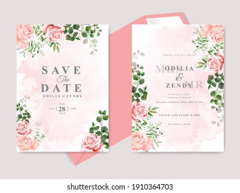 beautiful floral hand drawn wedding invitation cards