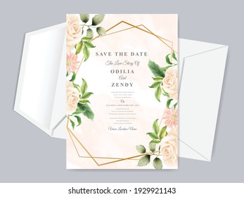 beautiful floral hand drawn wedding invitation card template