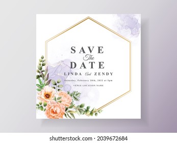 beautiful floral hand drawn wedding invitation template
