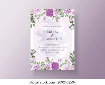 Beautiful floral hand drawn wedding invitation template