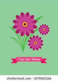 beautiful floral happy mother's day greeting card vector. beautiful flower i love you mommy greeting card vector.