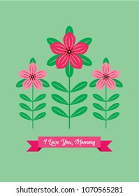 beautiful floral happy mother's day greeting card vector. beautiful flower i love you mommy greeting card vector.