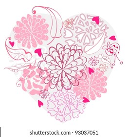Beautiful floral heart, illustration, vector