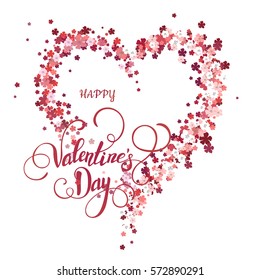 Beautiful floral heart with lettering. Valentine card. Vector illustration EPS10.