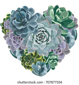 Beautiful floral heart shape. Valentine card. Love gift. Vector illustration