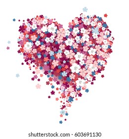 Beautiful floral heart. Valentine card. Vector illustration EPS10.