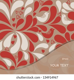 Beautiful floral invitation card with birds. eps10