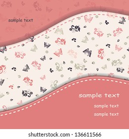 Beautiful floral invitation card with butterflies. eps10