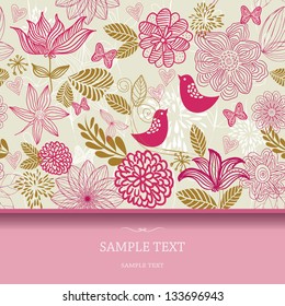Beautiful floral invitation card. eps10