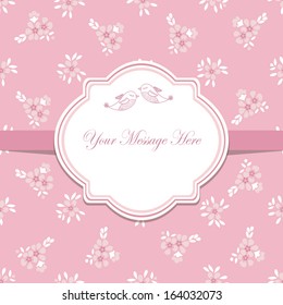 Beautiful floral invitation card on pink background