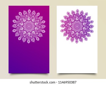 Beautiful floral invitation cards with different mandala design.