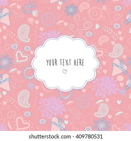 Beautiful floral lacy pattern. With place for text. Seamless pattern can be used for wallpaper, pattern fills, web page background,surface textures.Vintage Lace Doily Gorgeous 