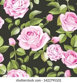 beautiful floral and leaves seamless pattern