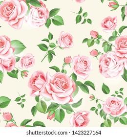 beautiful floral and leaves seamless pattern