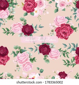 Beautiful floral and leaves seamless pattern