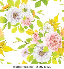 beautiful floral leaves seamless pattern