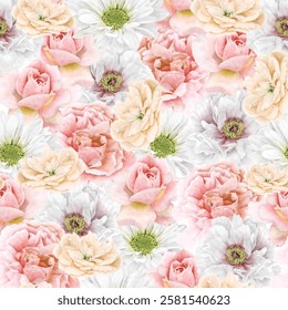 beautiful floral leaves seamless pattern