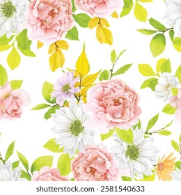 beautiful floral leaves seamless pattern