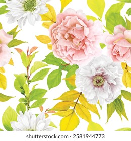 beautiful floral leaves seamless pattern